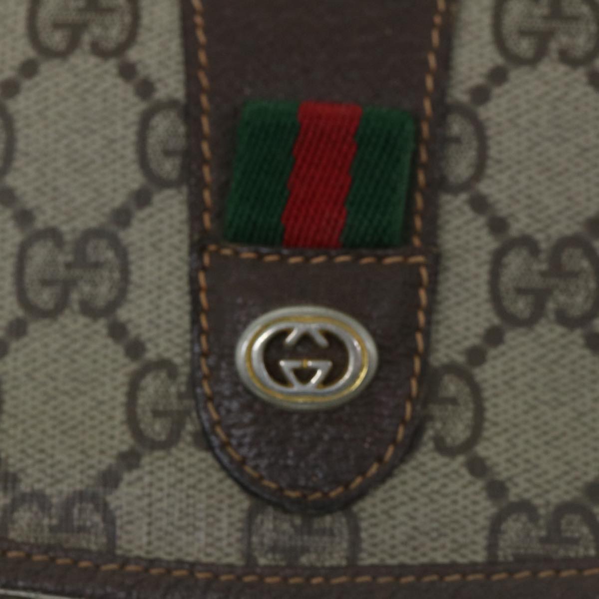 GUCCI GG Supreme Web Sherry Line Clutch Bag Beige Red 156 01 030 60301