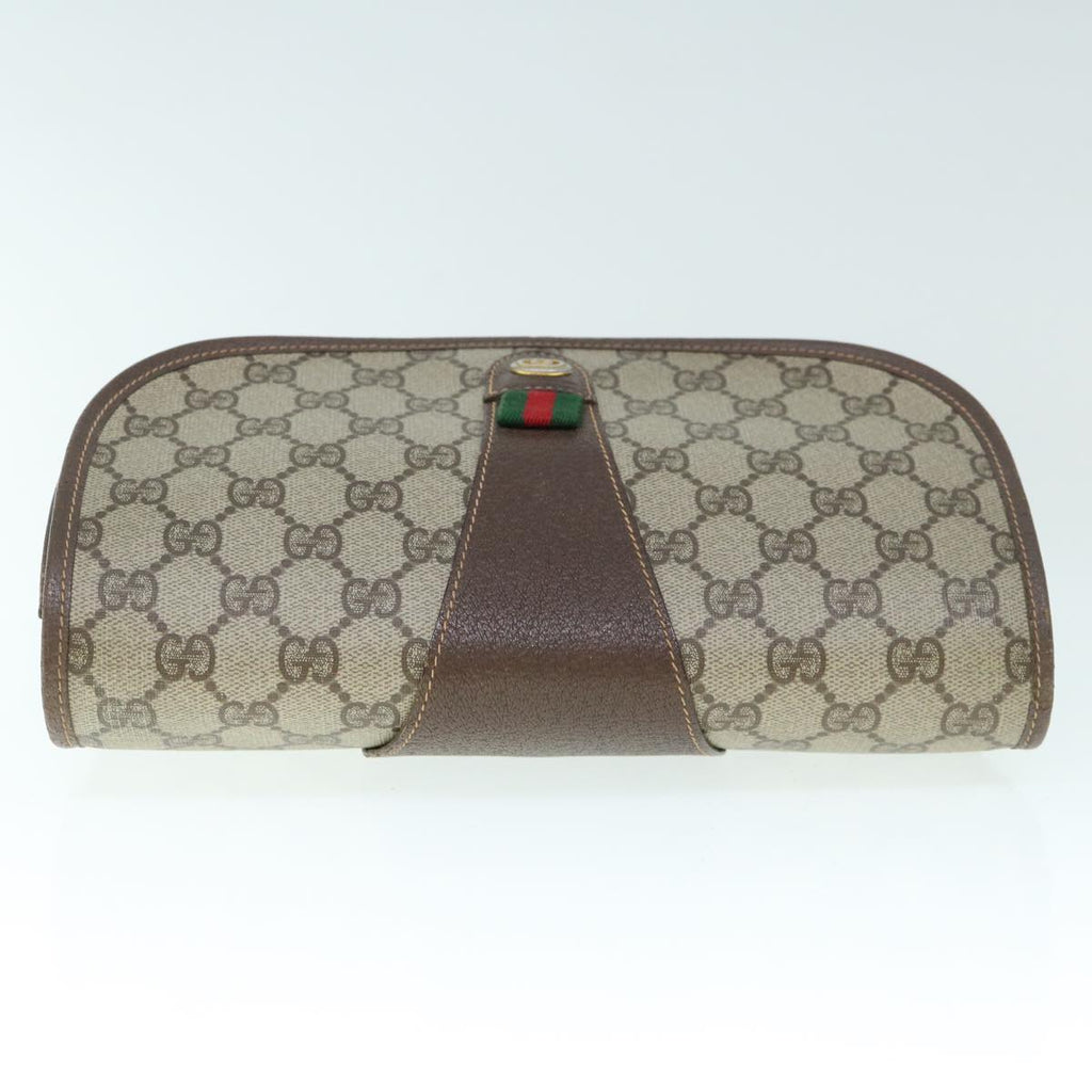GUCCI GG Supreme Web Sherry Line Clutch Bag Beige Red 156 01 030 60301