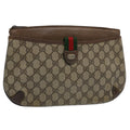 GUCCI GG Supreme Web Sherry Line Clutch Bag Beige Red Green 39 02 026 60306