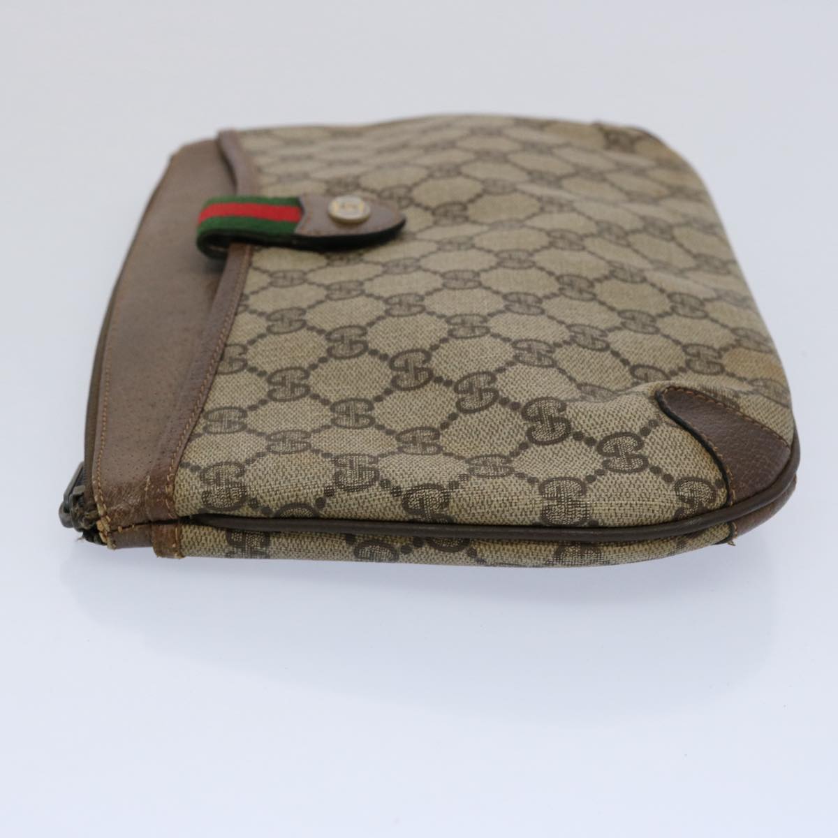 GUCCI GG Supreme Web Sherry Line Clutch Bag Beige Red Green 39 02 026 60306