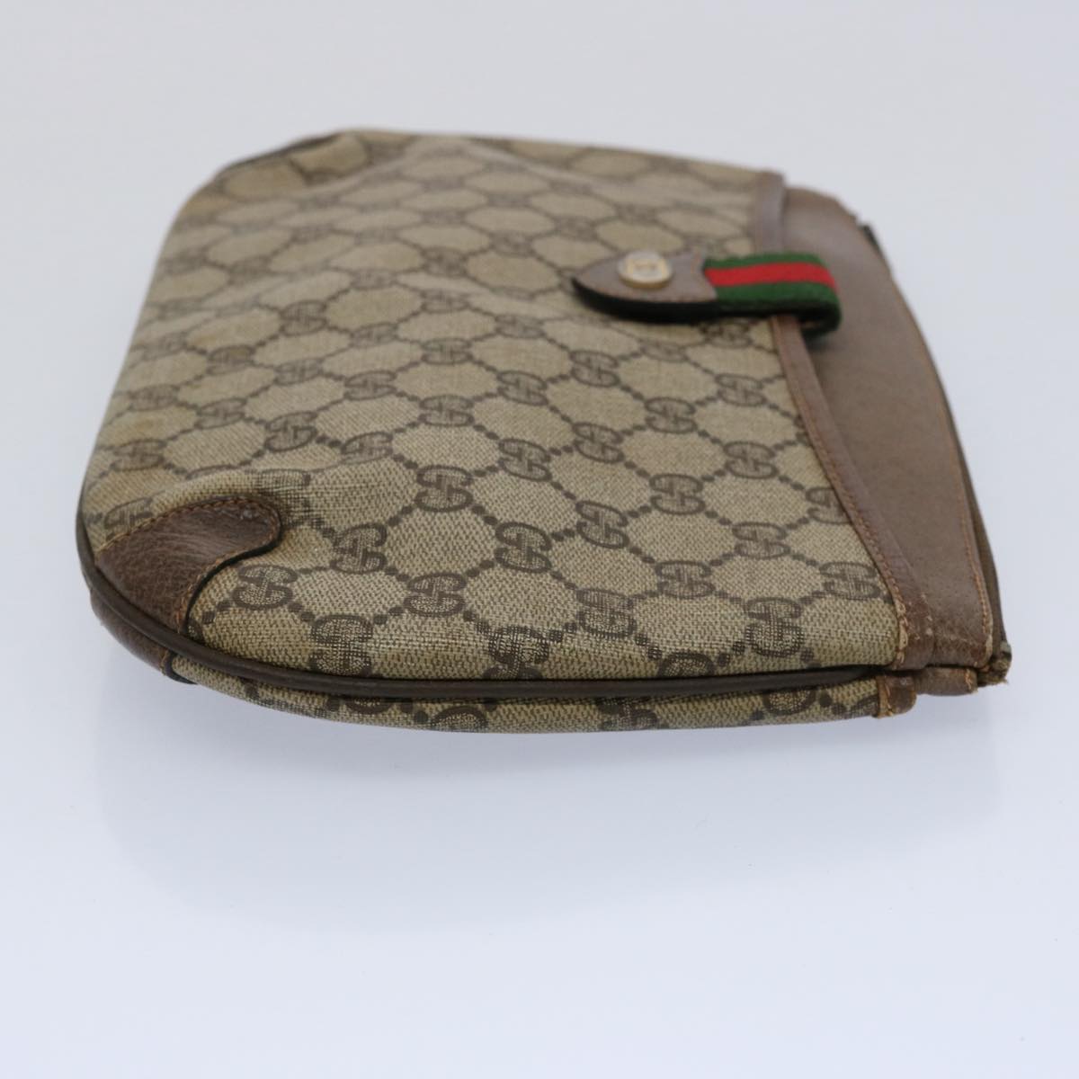 GUCCI GG Supreme Web Sherry Line Clutch Bag Beige Red Green 39 02 026 60306