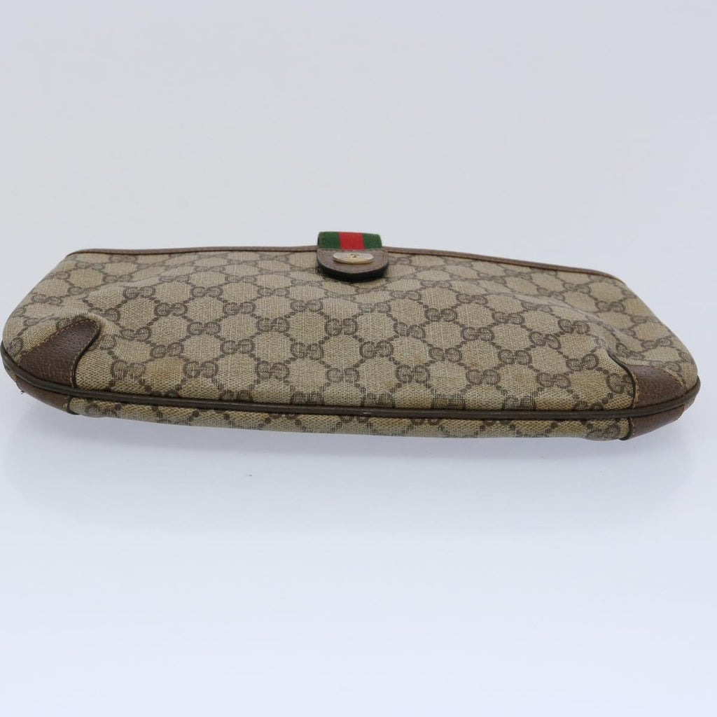 GUCCI GG Supreme Web Sherry Line Clutch Bag Beige Red Green 39 02 026 60306
