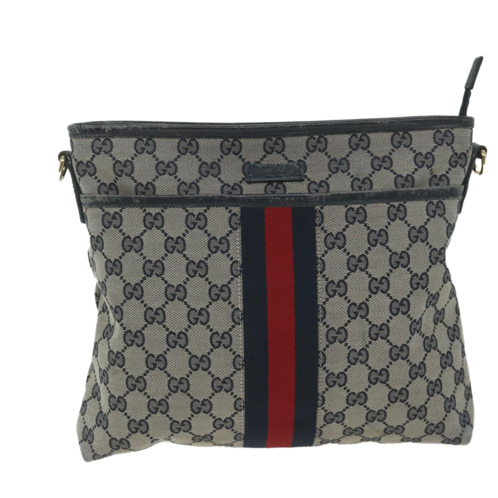 GUCCI GG Canvas Sherry Line Shoulder Bag Red Navy 388926 60317