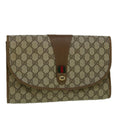 GUCCI GG Canvas Web Sherry Line Clutch Bag PVC Beige Red Green 60360