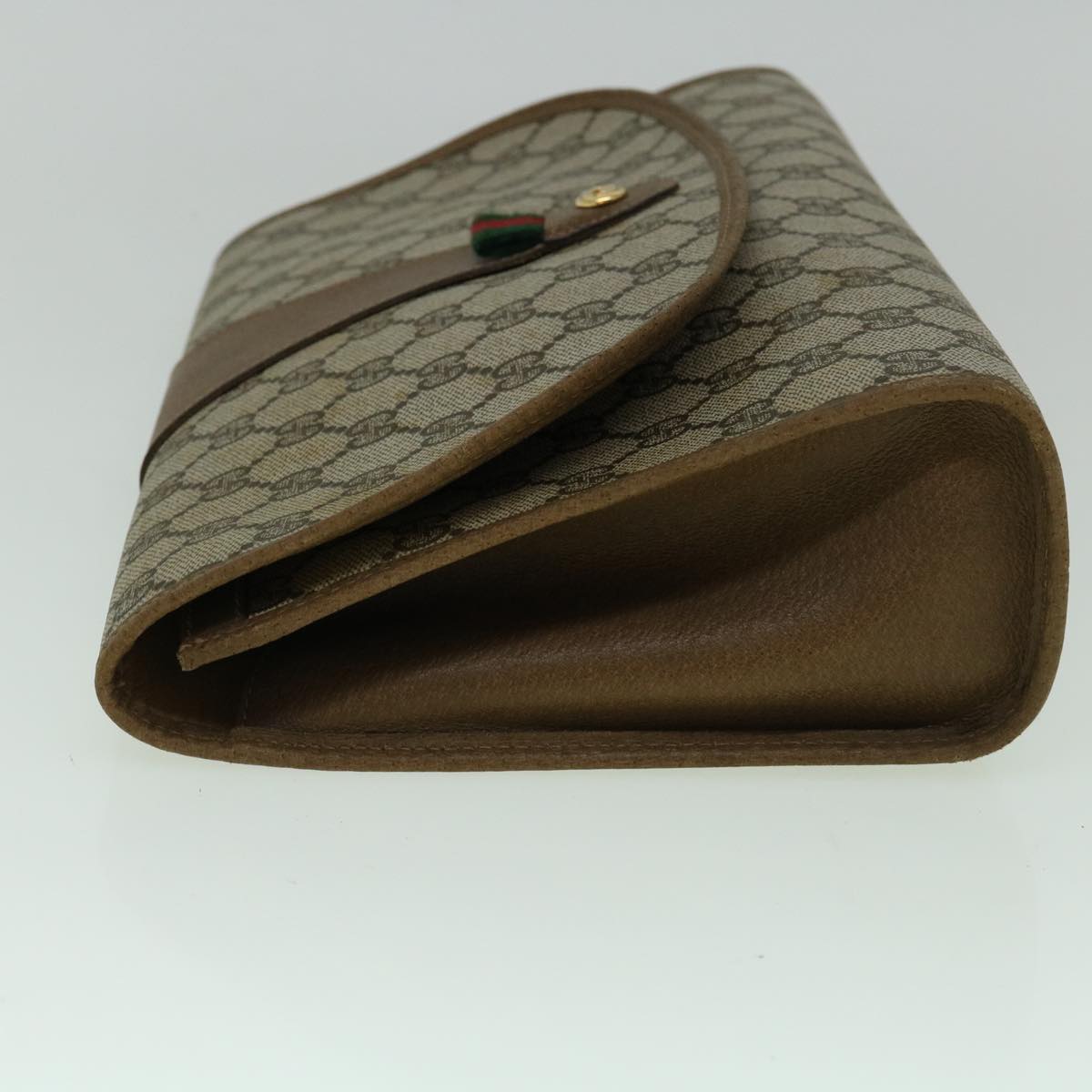GUCCI GG Canvas Web Sherry Line Clutch Bag PVC Beige Red Green 60360