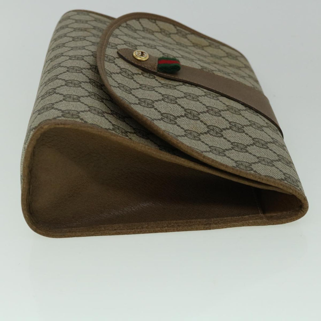 GUCCI GG Canvas Web Sherry Line Clutch Bag PVC Beige Red Green 60360