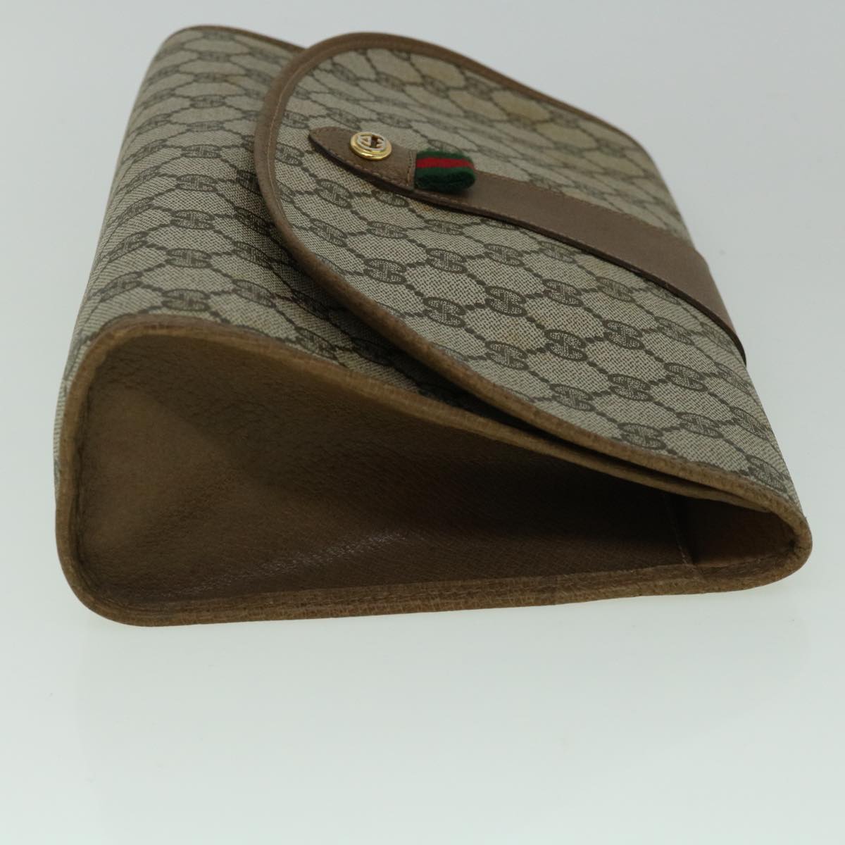 GUCCI GG Canvas Web Sherry Line Clutch Bag PVC Beige Red Green 60360