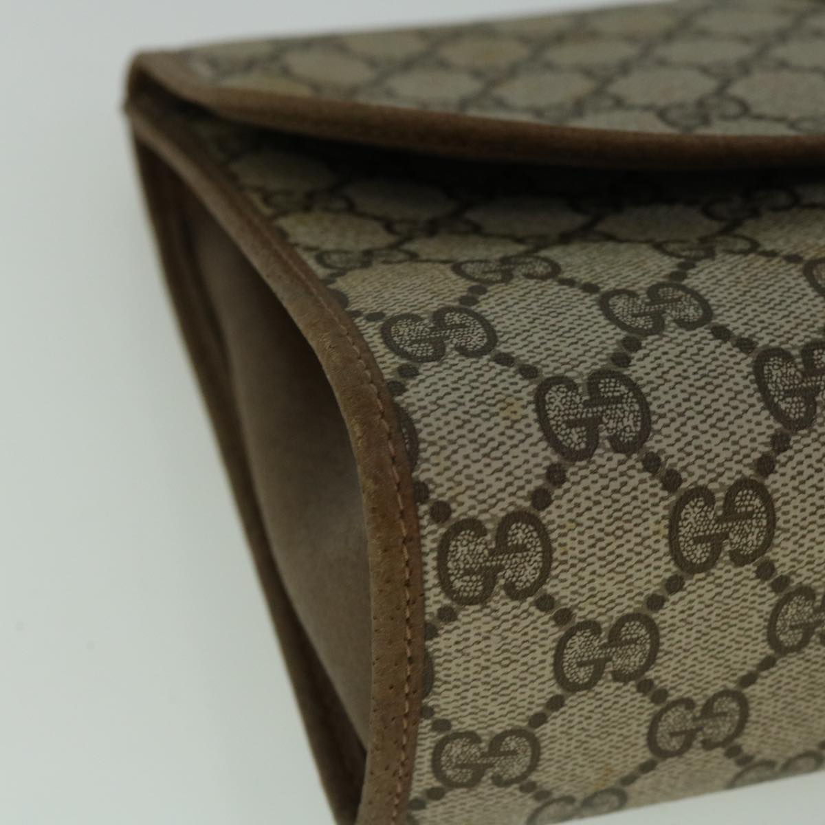 GUCCI GG Canvas Web Sherry Line Clutch Bag PVC Beige Red Green 60360