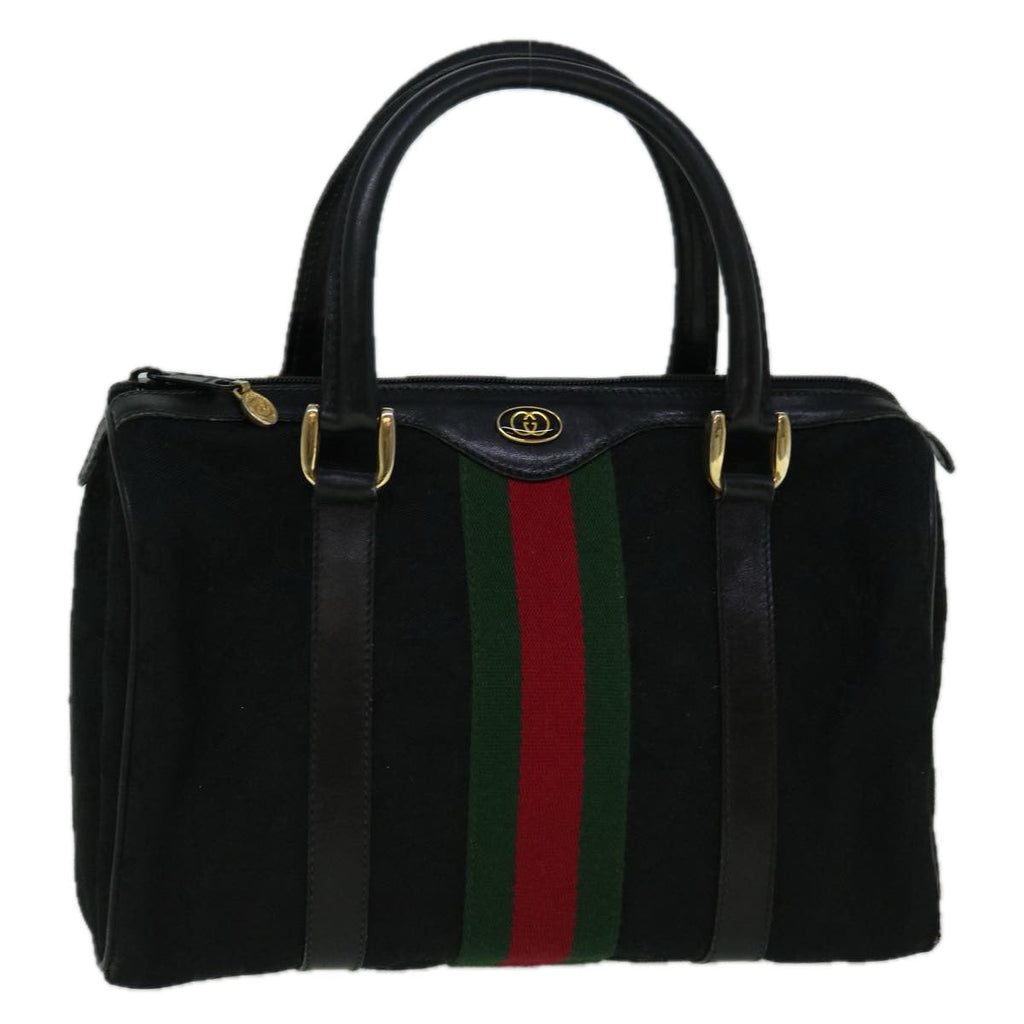 GUCCI GG Canvas Web Sherry Line Hand Bag Black Red Green 60361