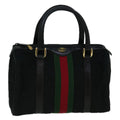 GUCCI GG Canvas Web Sherry Line Hand Bag Black Red Green 60361