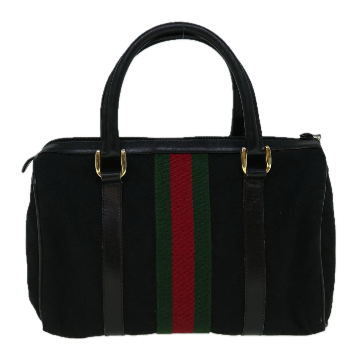 GUCCI GG Canvas Web Sherry Line Hand Bag Black Red Green 60361