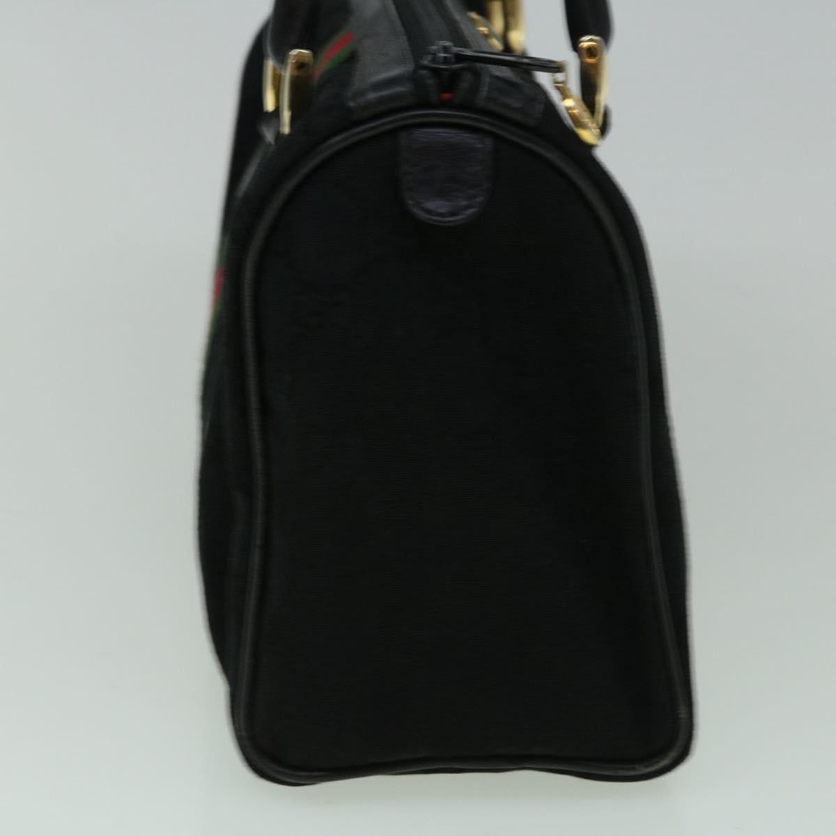 GUCCI GG Canvas Web Sherry Line Hand Bag Black Red Green 60361
