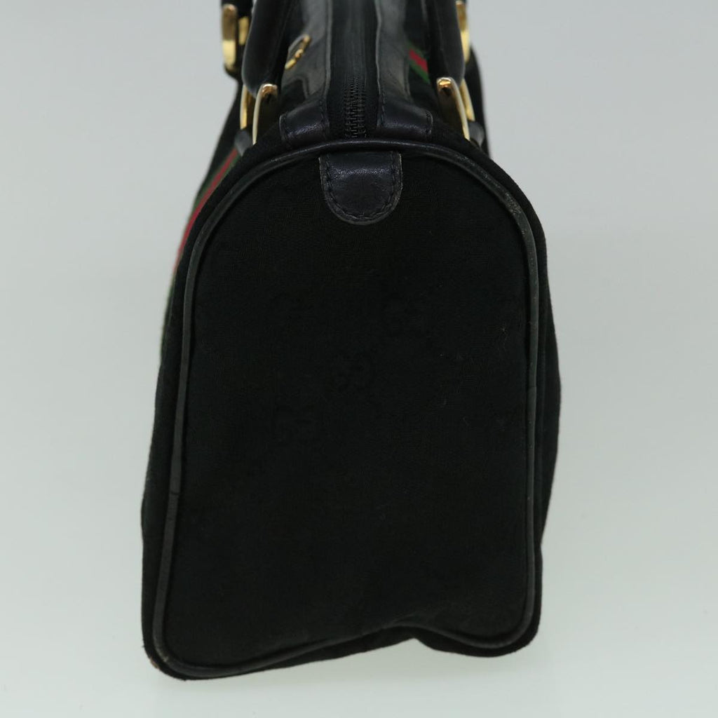 GUCCI GG Canvas Web Sherry Line Hand Bag Black Red Green 60361