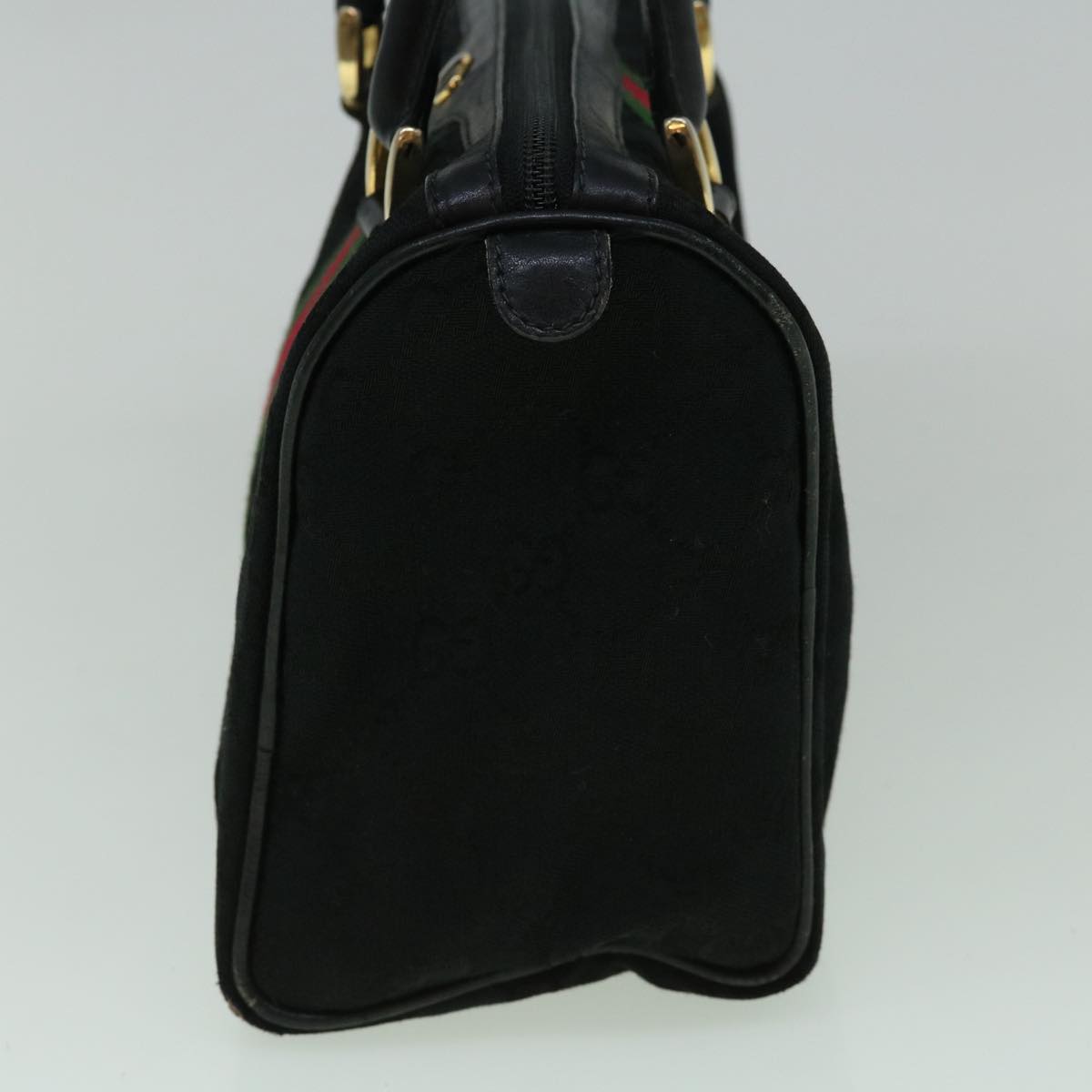 GUCCI GG Canvas Web Sherry Line Hand Bag Black Red Green 60361