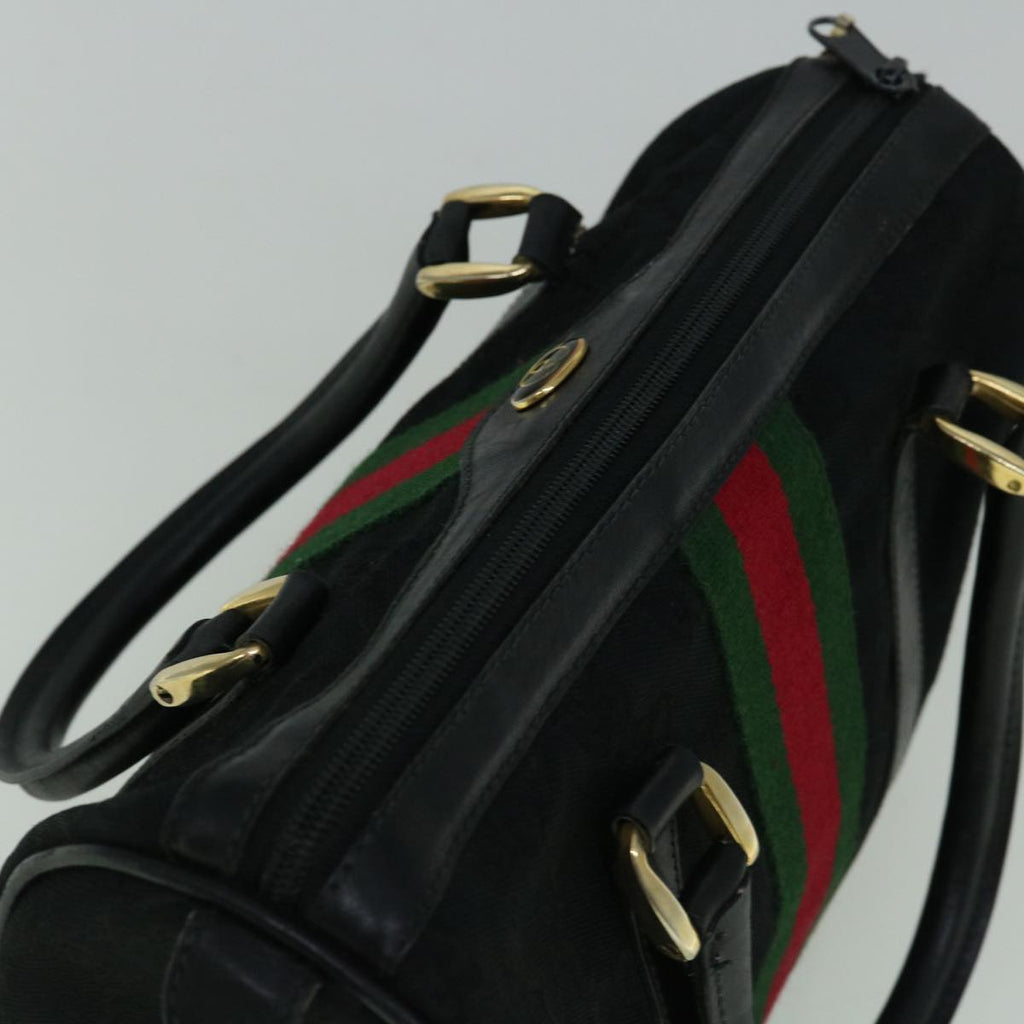 GUCCI GG Canvas Web Sherry Line Hand Bag Black Red Green 60361