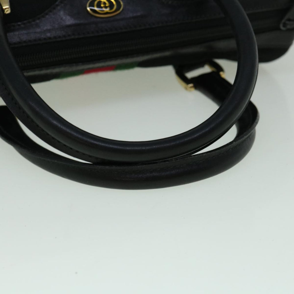 GUCCI GG Canvas Web Sherry Line Hand Bag Black Red Green 60361