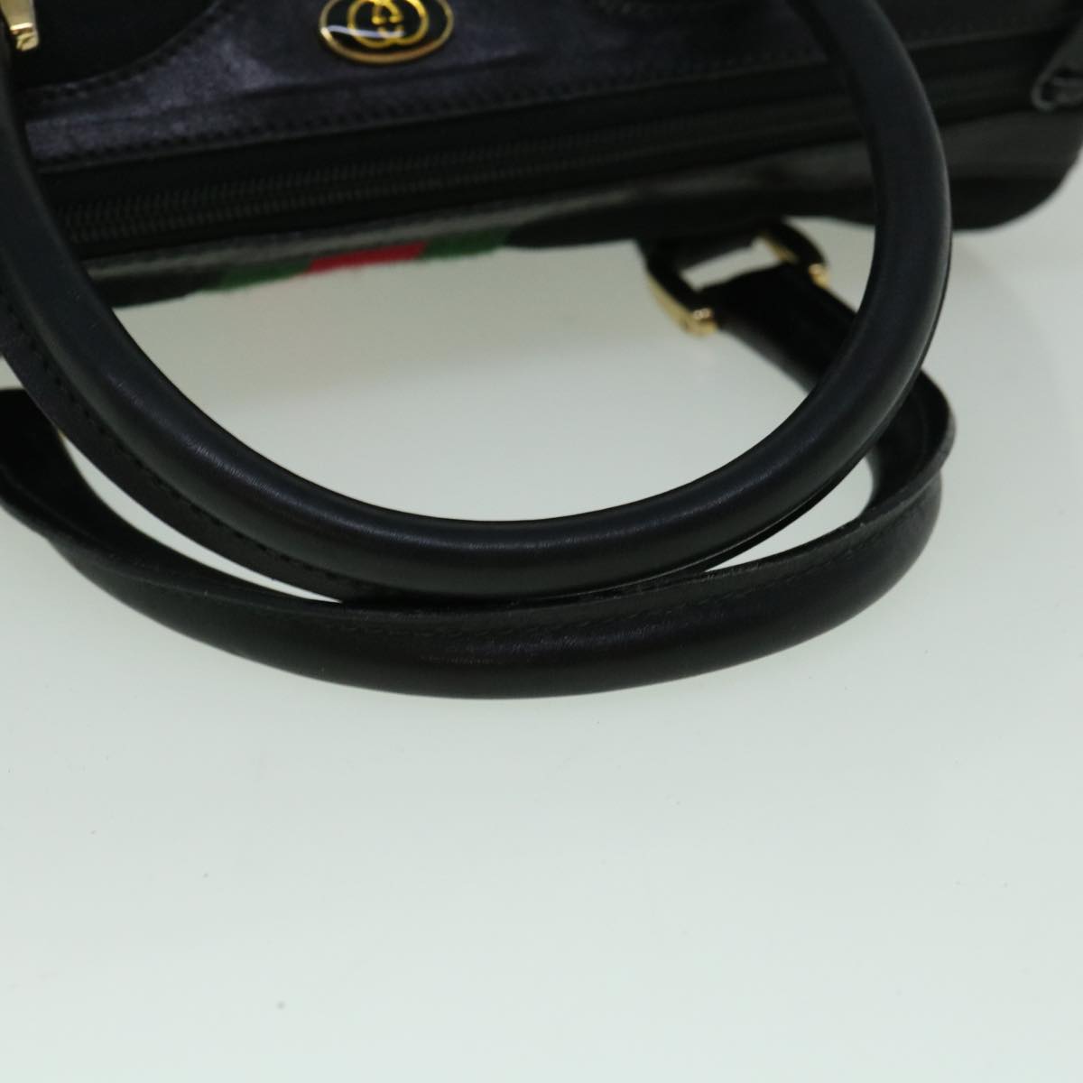 GUCCI GG Canvas Web Sherry Line Hand Bag Black Red Green 60361