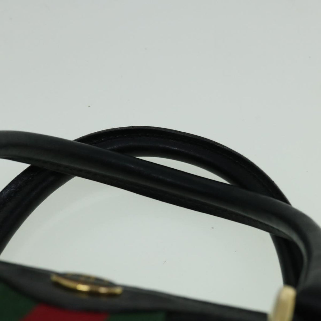 GUCCI GG Canvas Web Sherry Line Hand Bag Black Red Green 60361
