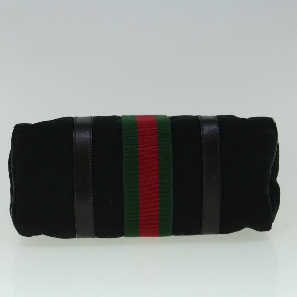 GUCCI GG Canvas Web Sherry Line Hand Bag Black Red Green 60361