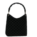 GUCCI GG Canvas Bamboo Shoulder Bag Suede Black 001 3007 002058 60383