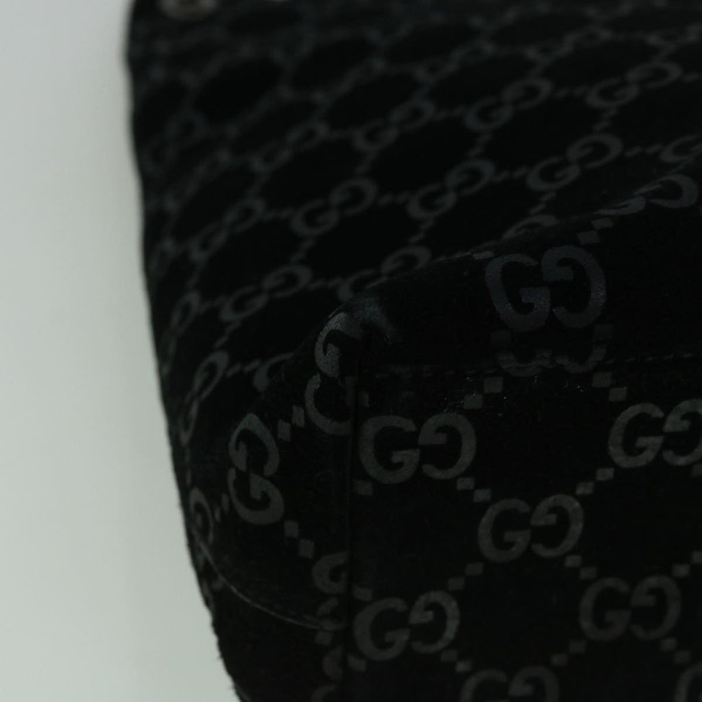 GUCCI GG Canvas Bamboo Shoulder Bag Suede Black 001 3007 002058 60383