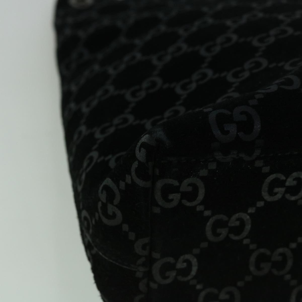 GUCCI GG Canvas Bamboo Shoulder Bag Suede Black 001 3007 002058 60383