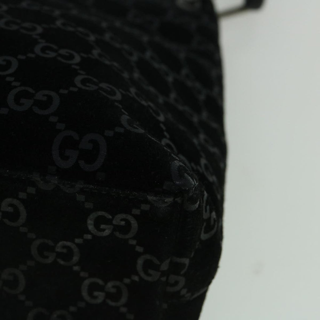 GUCCI GG Canvas Bamboo Shoulder Bag Suede Black 001 3007 002058 60383