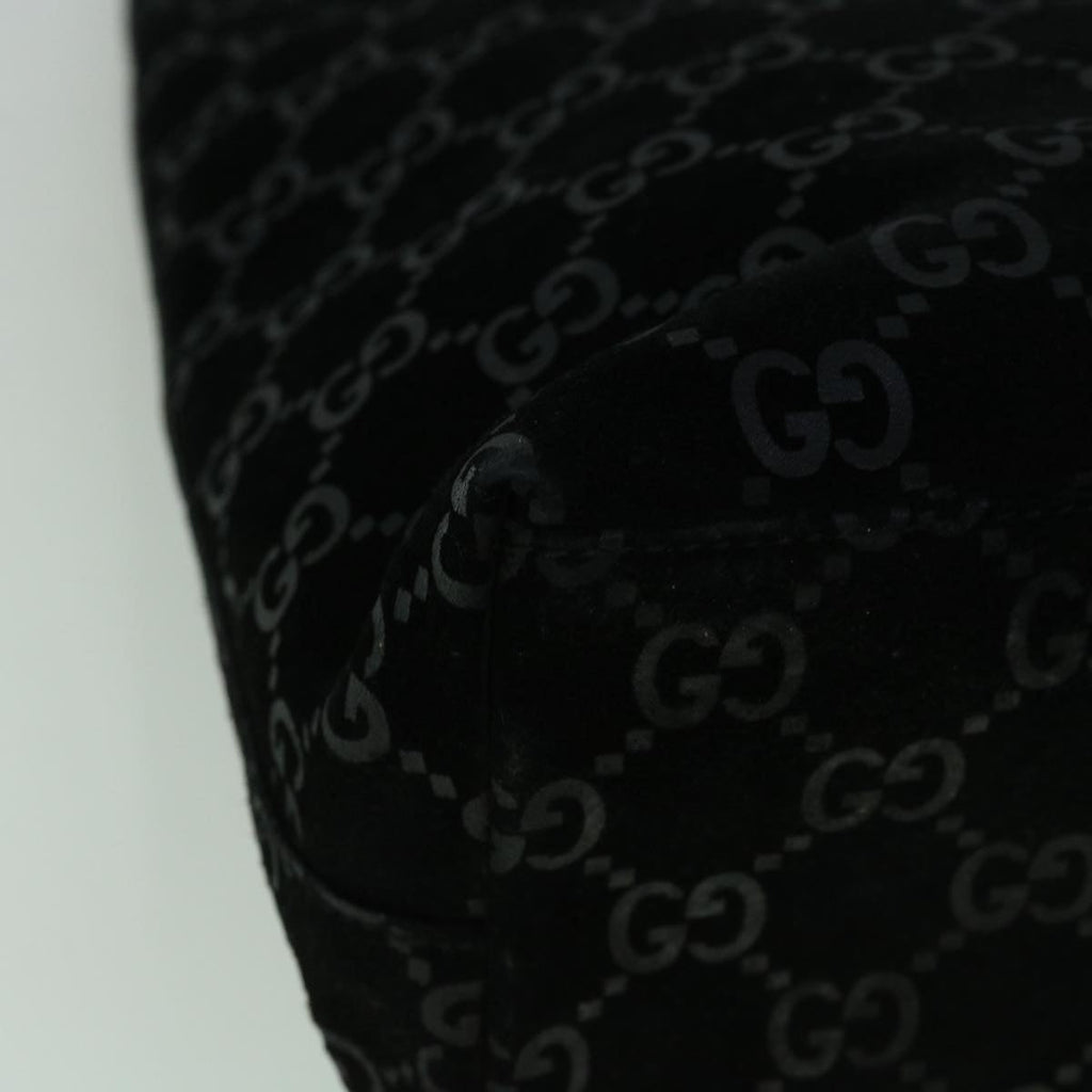 GUCCI GG Canvas Bamboo Shoulder Bag Suede Black 001 3007 002058 60383