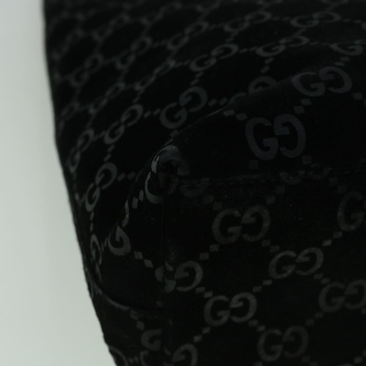 GUCCI GG Canvas Bamboo Shoulder Bag Suede Black 001 3007 002058 60383