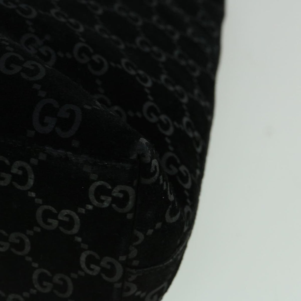 GUCCI GG Canvas Bamboo Shoulder Bag Suede Black 001 3007 002058 60383