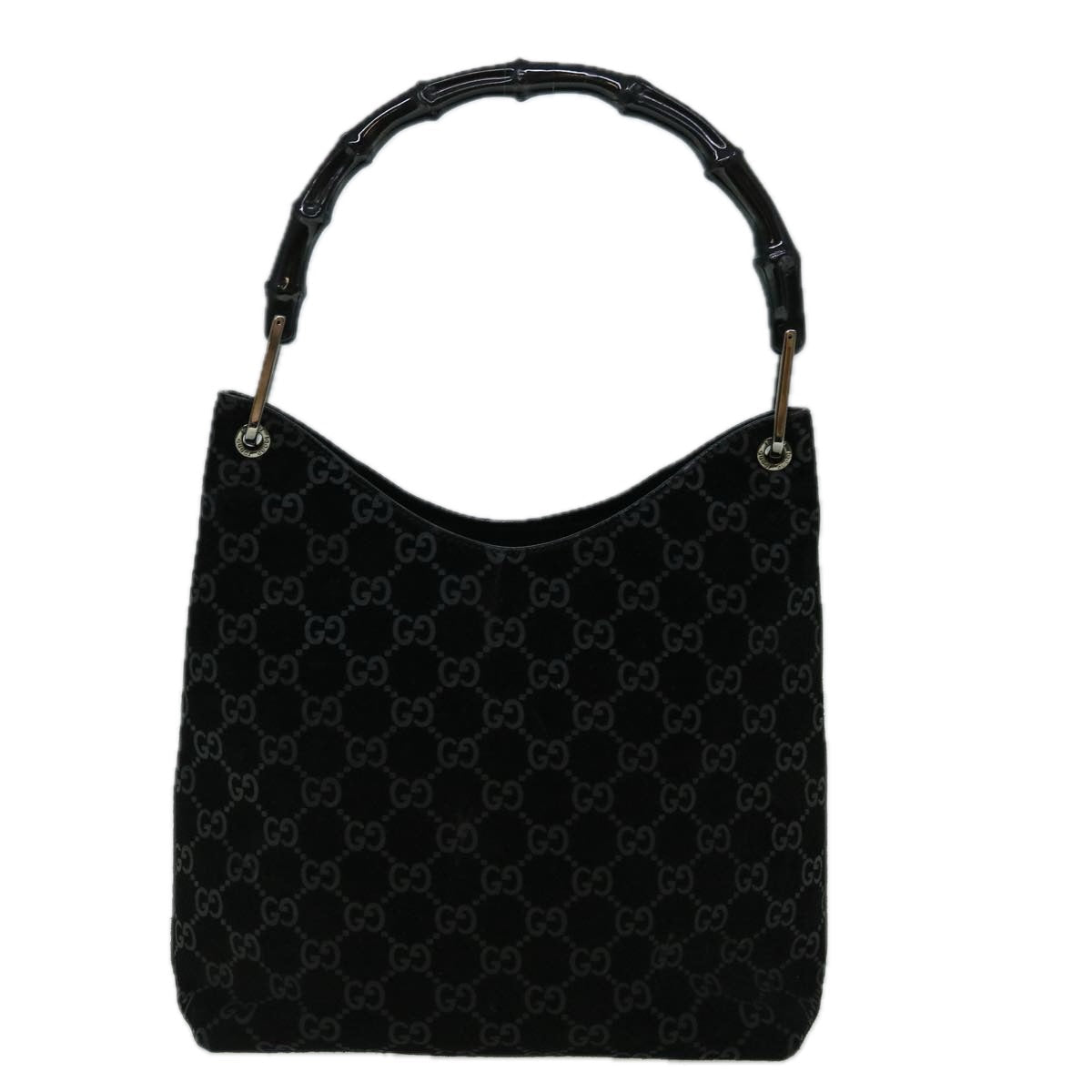 GUCCI GG Canvas Bamboo Shoulder Bag Suede Black 001 3007 002058 60383