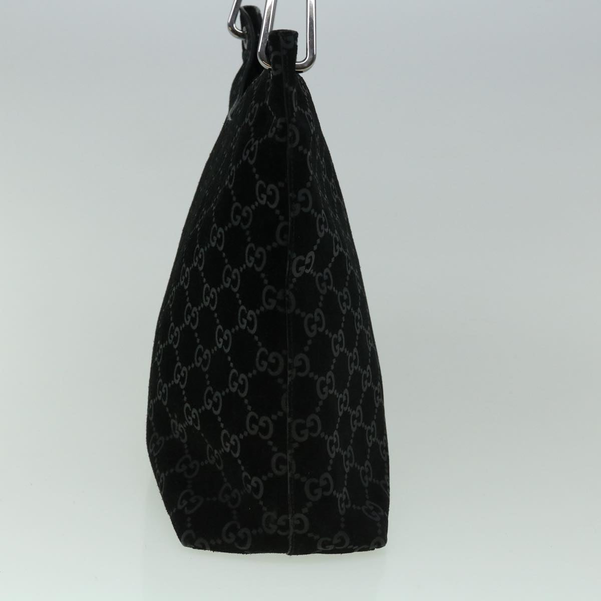 GUCCI GG Canvas Bamboo Shoulder Bag Suede Black 001 3007 002058 60383
