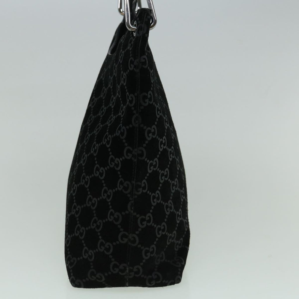 GUCCI GG Canvas Bamboo Shoulder Bag Suede Black 001 3007 002058 60383