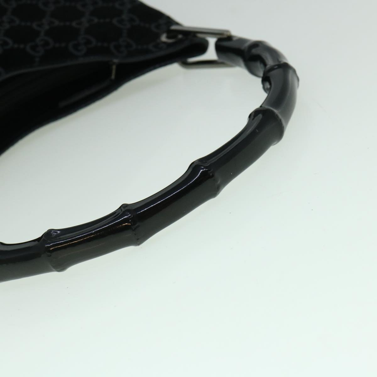 GUCCI GG Canvas Bamboo Shoulder Bag Suede Black 001 3007 002058 60383