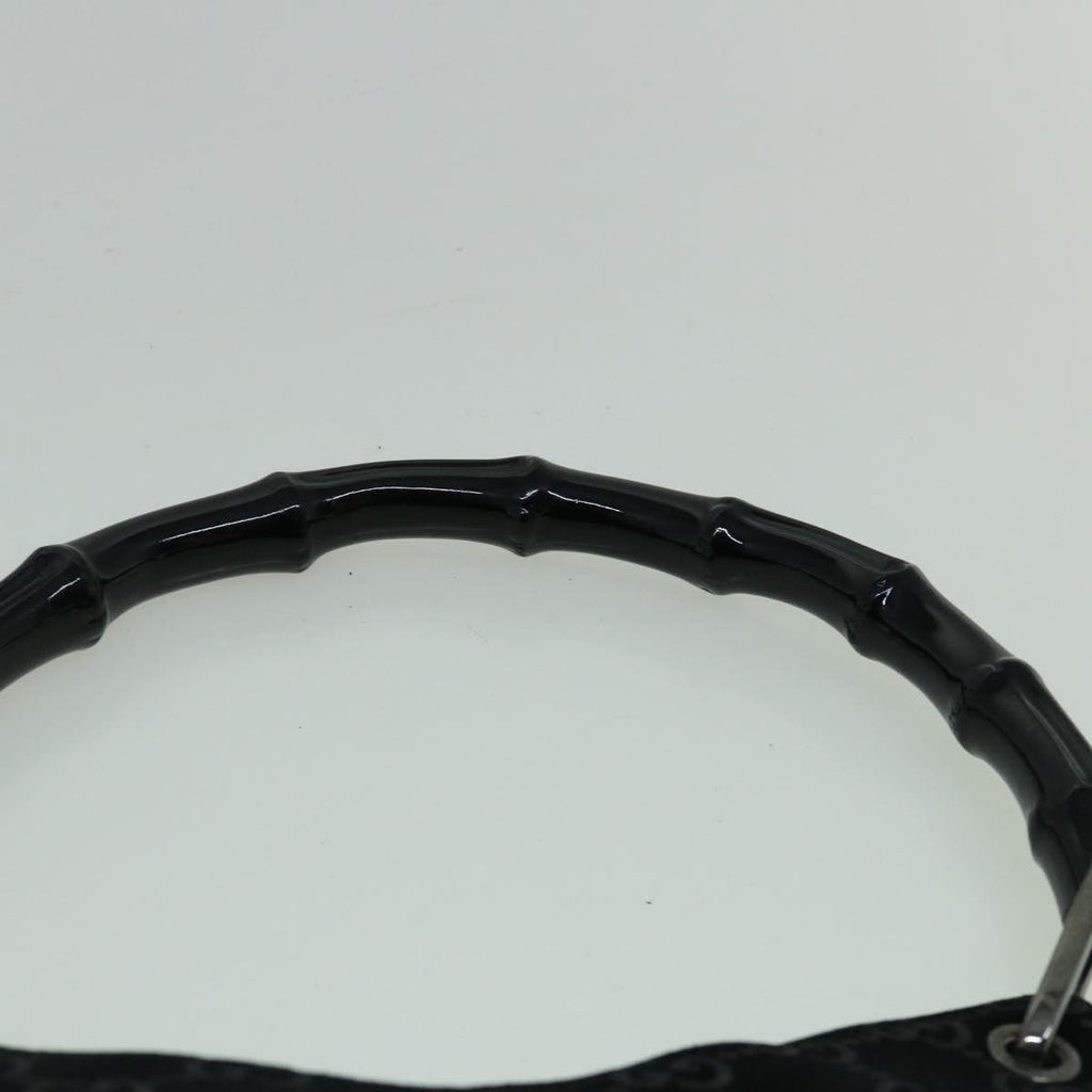 GUCCI GG Canvas Bamboo Shoulder Bag Suede Black 001 3007 002058 60383