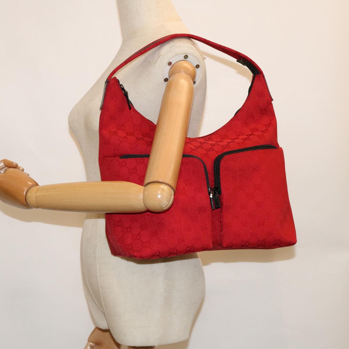 GUCCI GG Canvas Shoulder Bag Red 001 3380 002058 60384