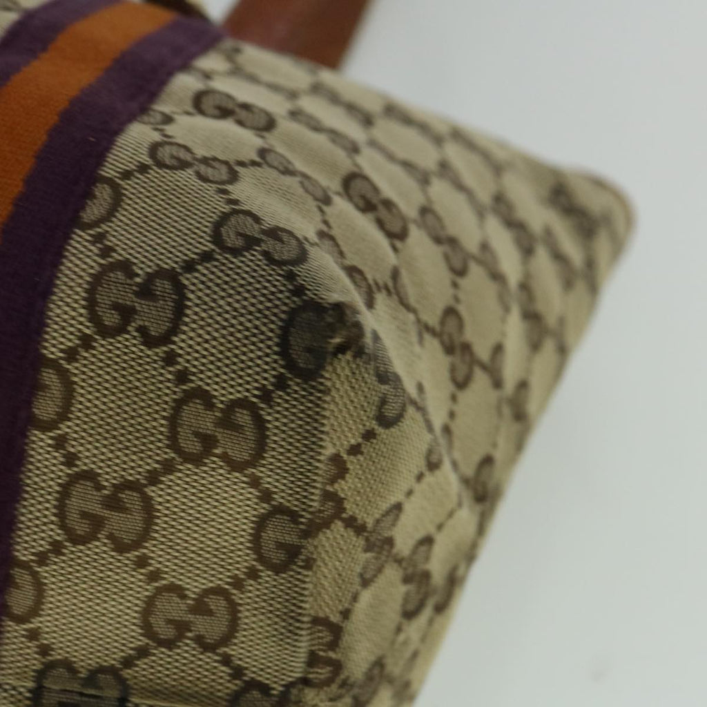 GUCCI GG Canvas Sherry Line Tote Bag Beige Orange purple 137396 60386