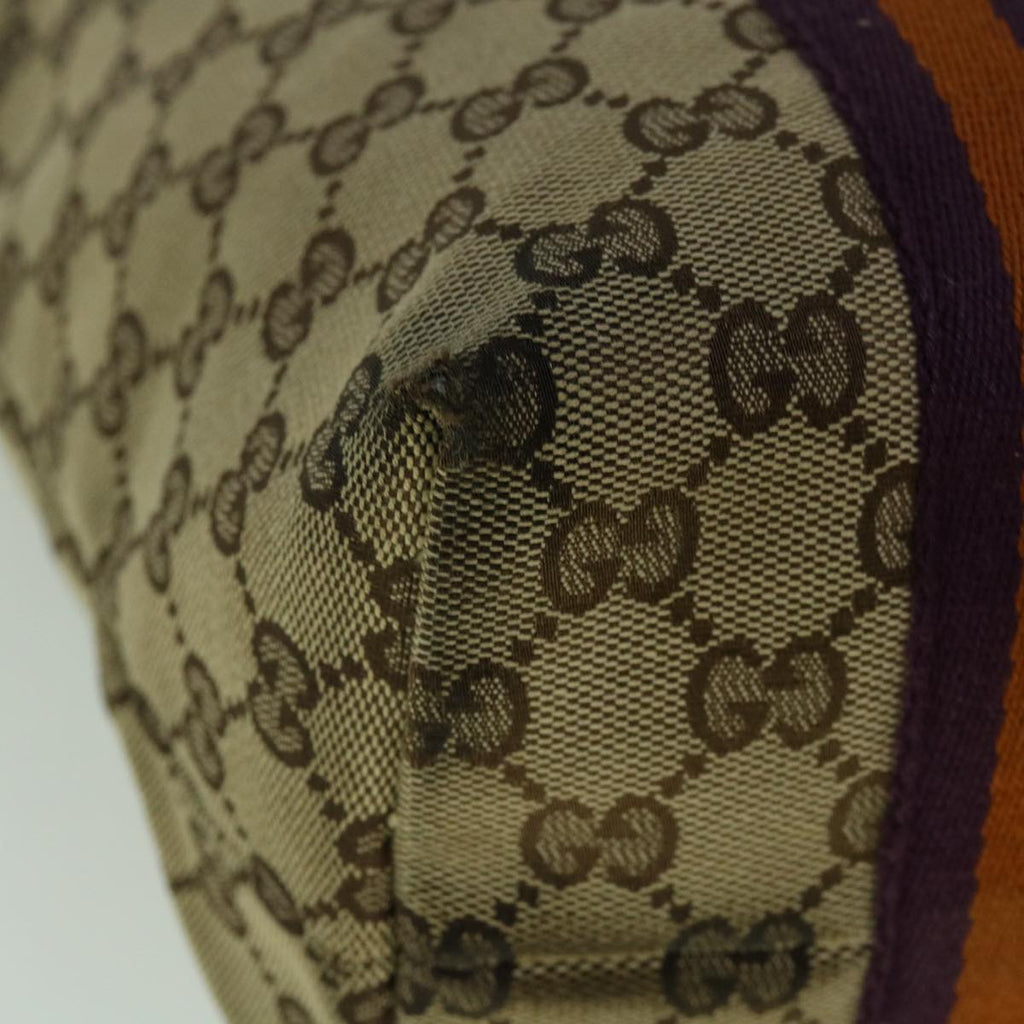 GUCCI GG Canvas Sherry Line Tote Bag Beige Orange purple 137396 60386