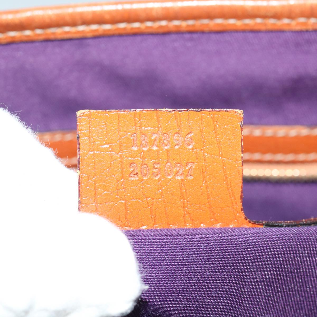 GUCCI GG Canvas Sherry Line Tote Bag Beige Orange purple 137396 60386
