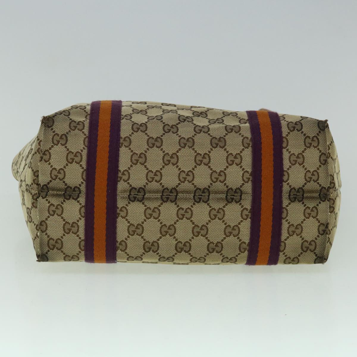 GUCCI GG Canvas Sherry Line Tote Bag Beige Orange purple 137396 60386