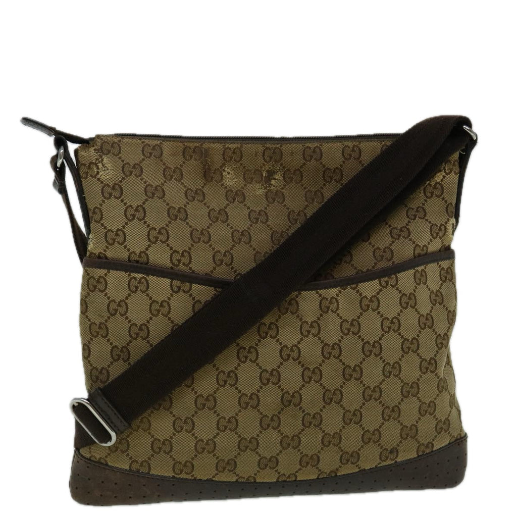 GUCCI GG Canvas Shoulder Bag Beige 145857 60387