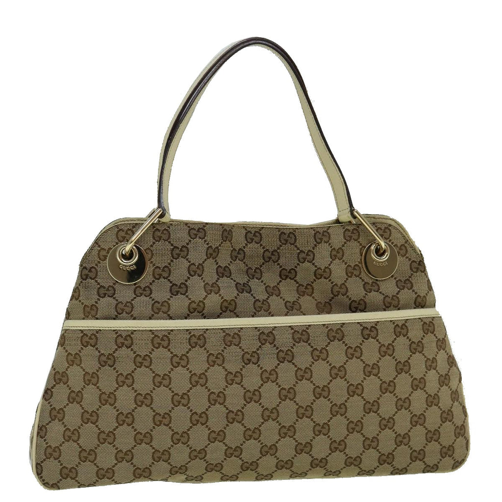 GUCCI GG Canvas Tote Bag Beige White 121023 60389