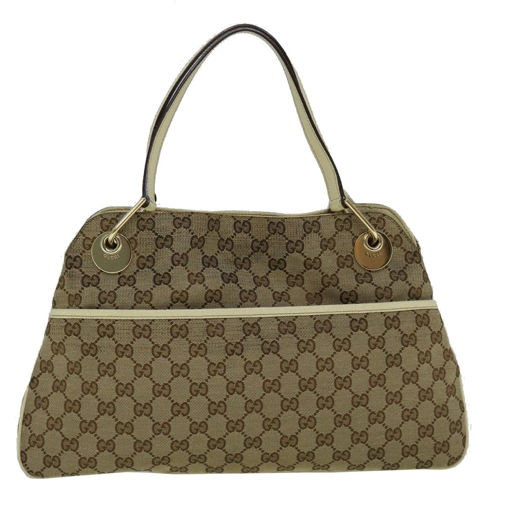 GUCCI GG Canvas Tote Bag Beige White 121023 60389