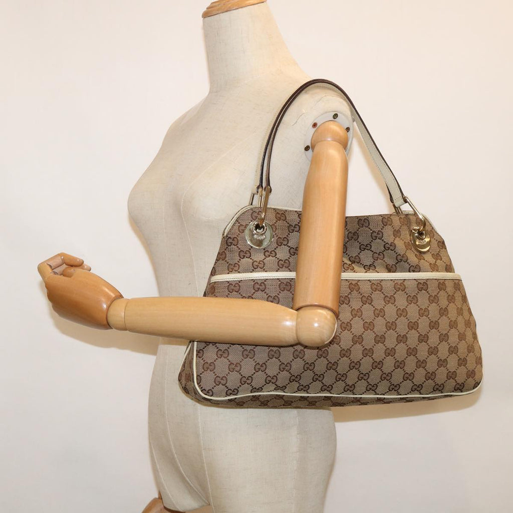 GUCCI GG Canvas Tote Bag Beige White 121023 60389