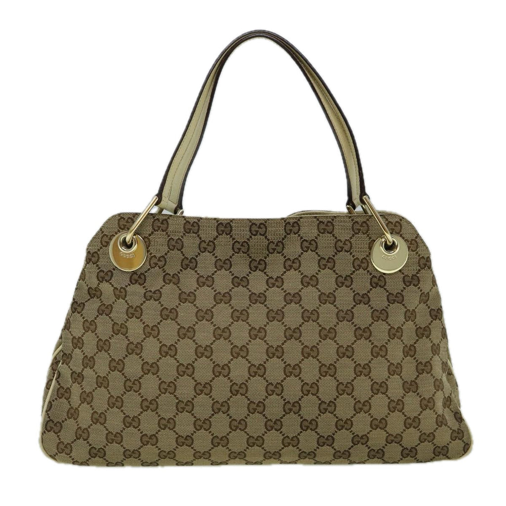 GUCCI GG Canvas Tote Bag Beige White 121023 60389