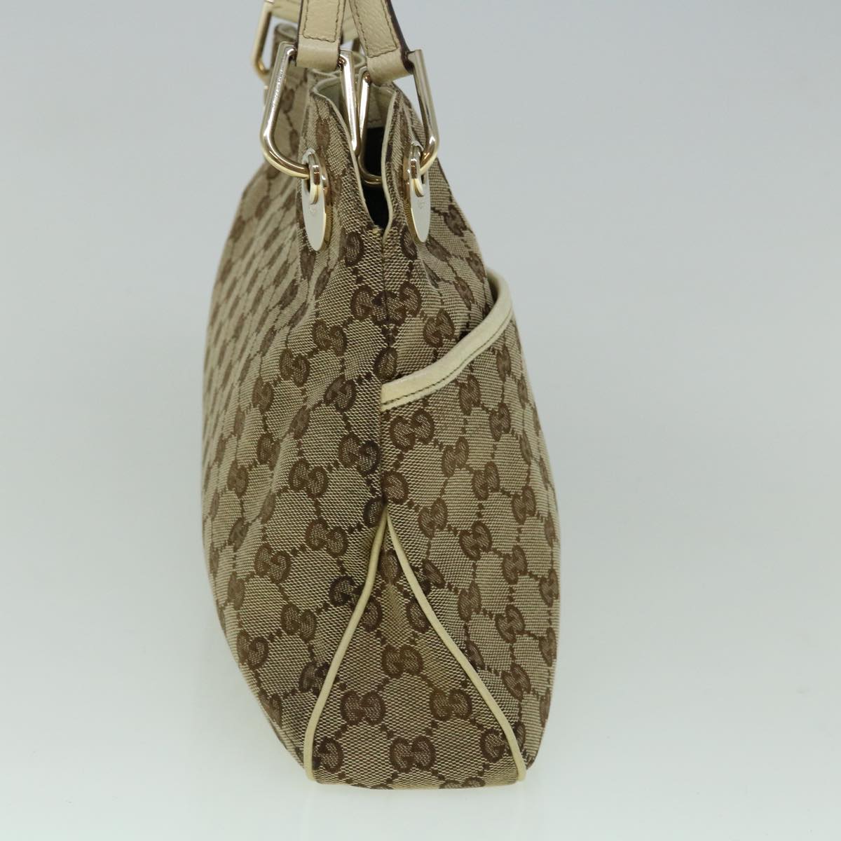 GUCCI GG Canvas Tote Bag Beige White 121023 60389