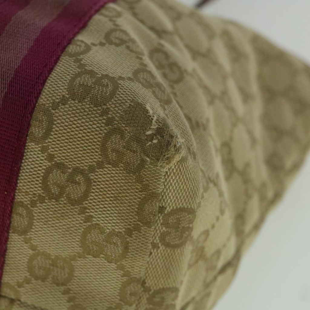 GUCCI GG Canvas Sherry Line Tote Bag Beige Pink 137396 60391