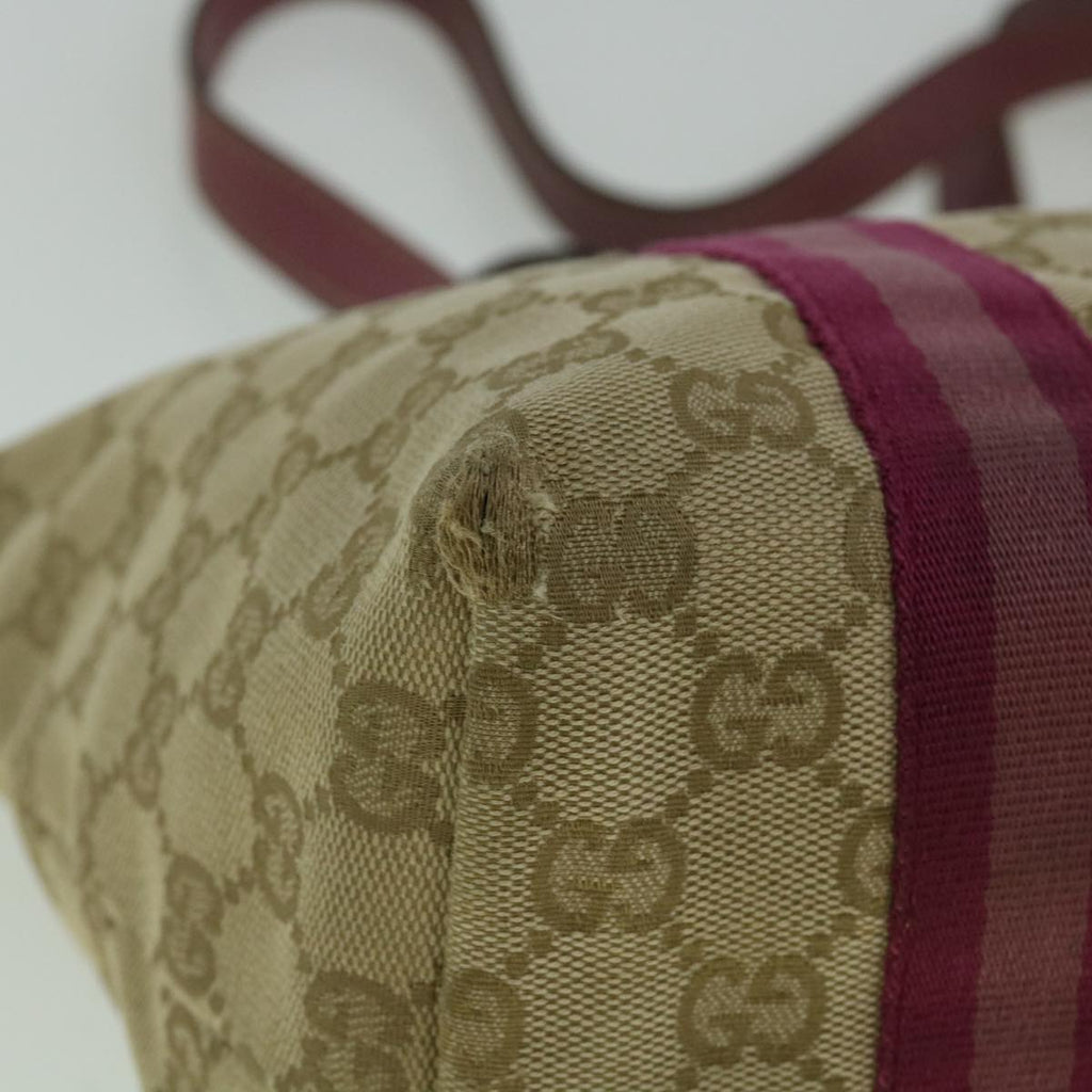 GUCCI GG Canvas Sherry Line Tote Bag Beige Pink 137396 60391