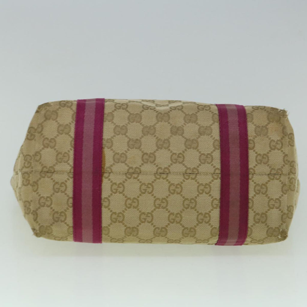 GUCCI GG Canvas Sherry Line Tote Bag Beige Pink 137396 60391