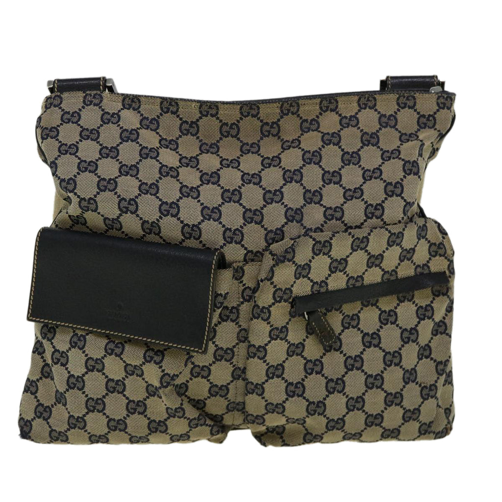 GUCCI GG Canvas Sherry Line Shoulder Bag Navy Red 169937 60393